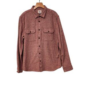 Old Navy Button Up Shirt Marled Red Regular Fit Thick Cotton Long Sleeve XL